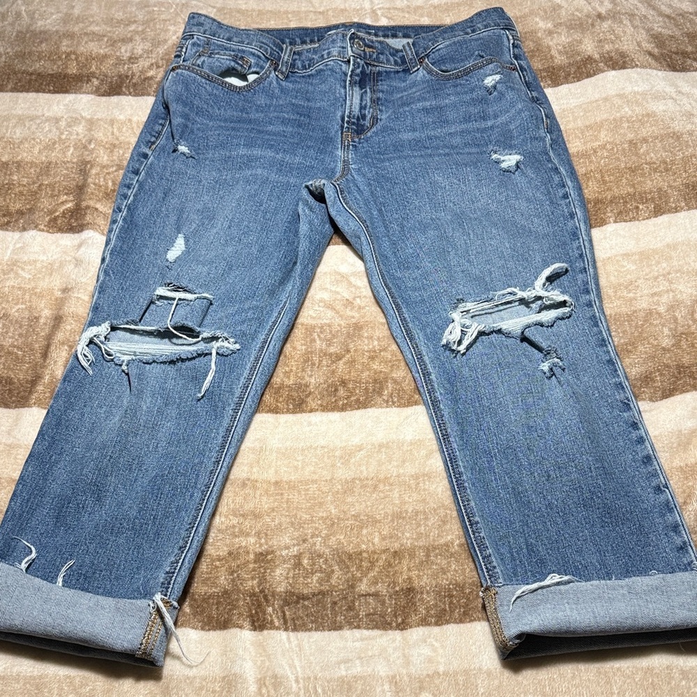 Old Navy Distressed Blue Jeans Size “10” Petite